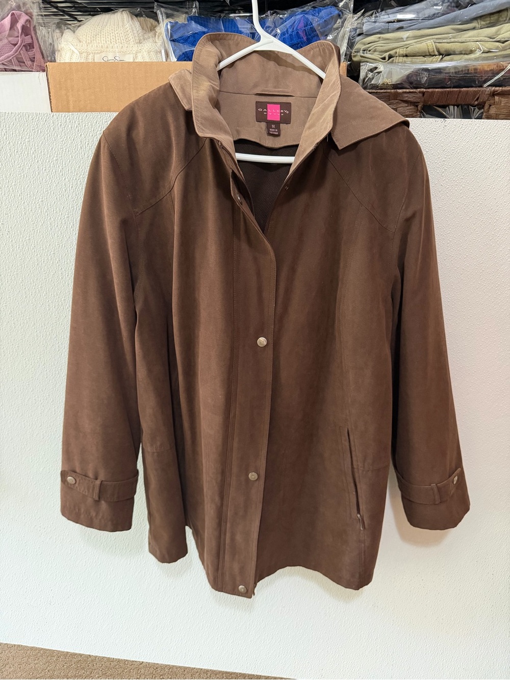 Women’s Brown Suede Button-Front Coat